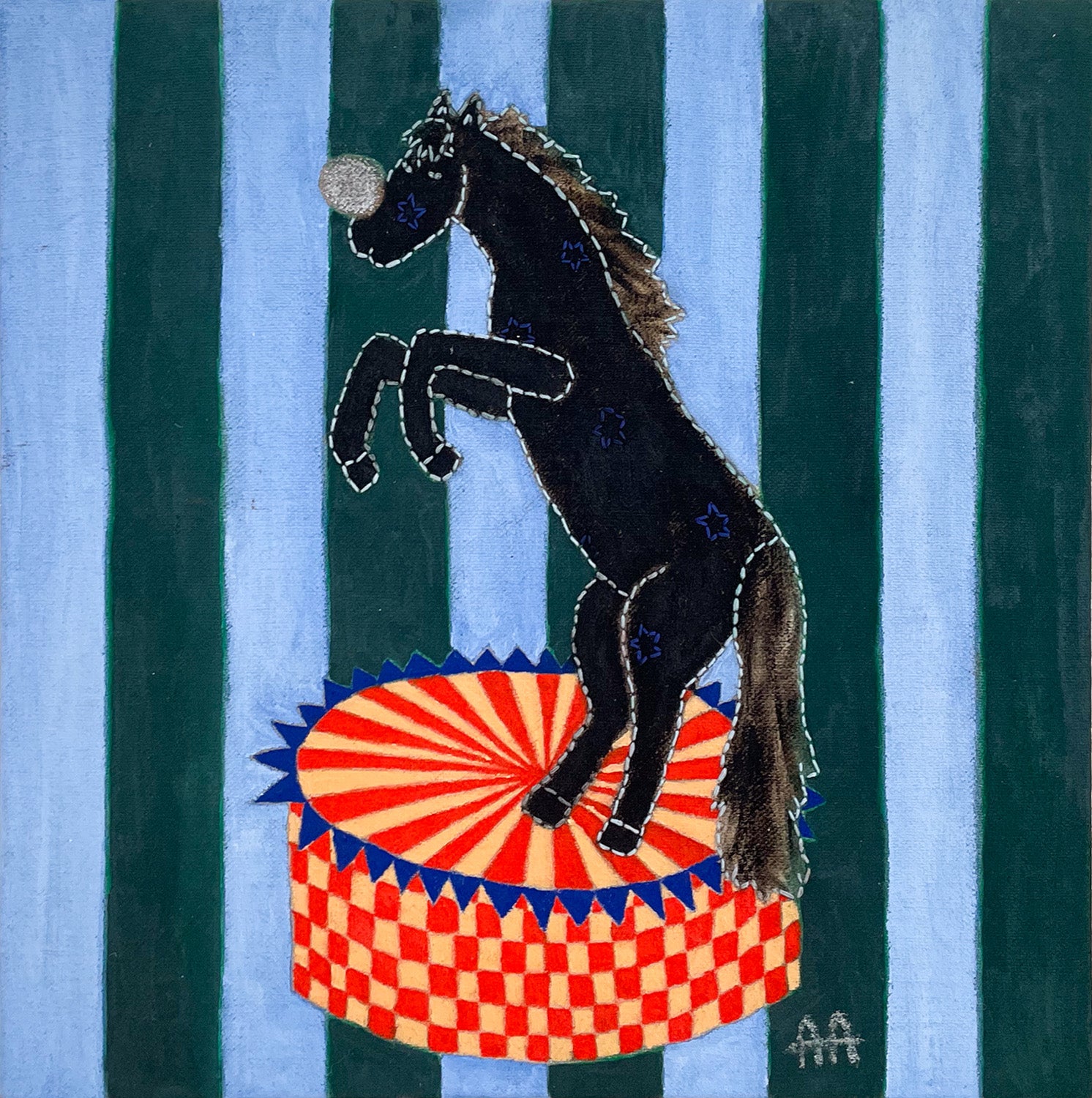 Striped Horses Blue